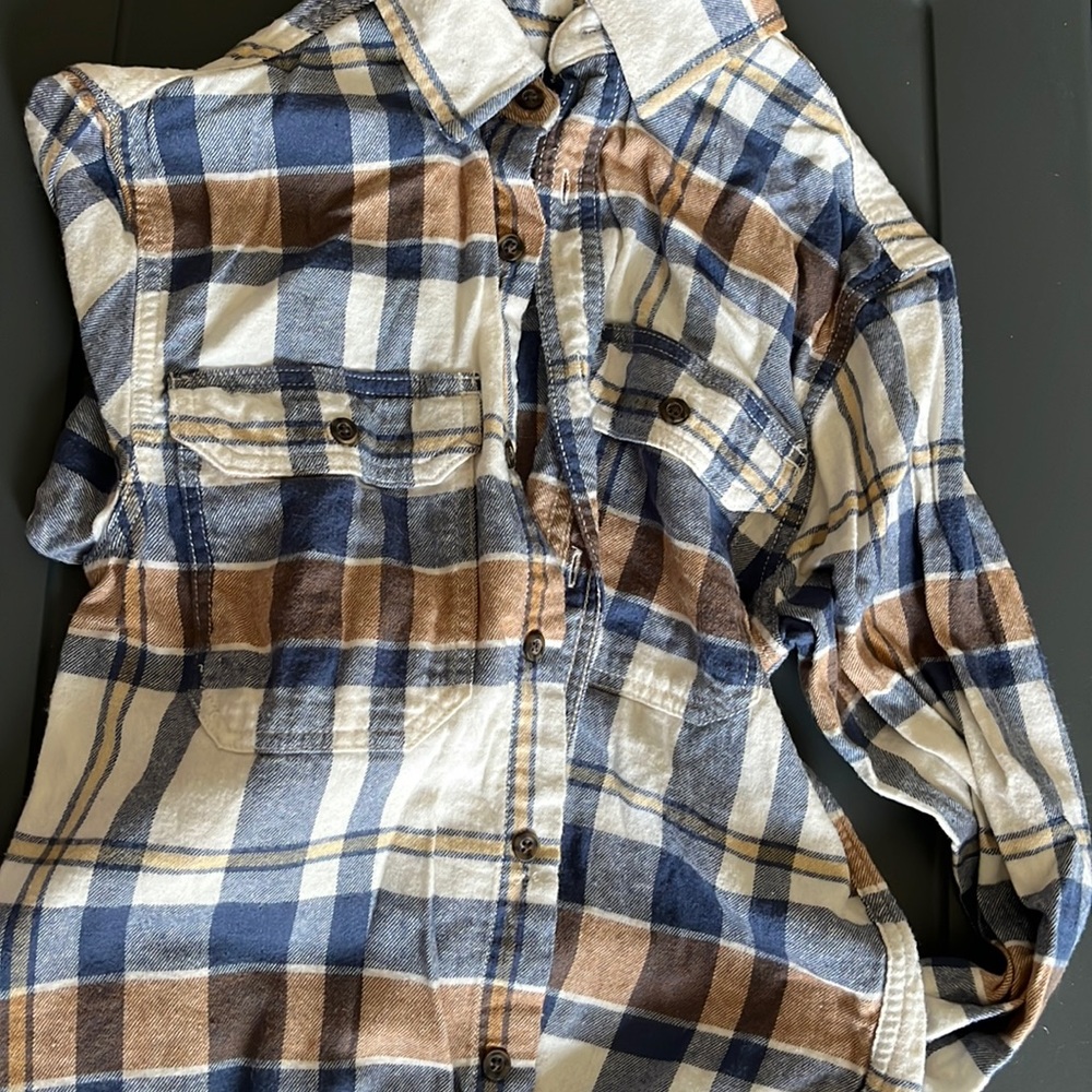 mens blue and tan flannel